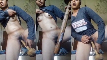 Xxx hindi video girl masterbate with a wooden stick